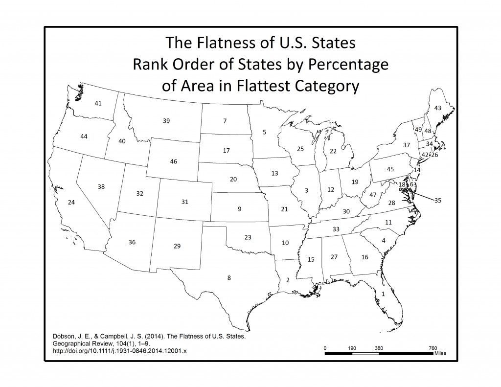 Rank order of States by the percentage of their area in the Flattest class