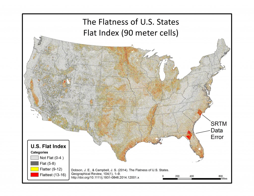 Map shows the Flat Index, a.k.a the "Flat Map", for the Lower 48 of the United States.